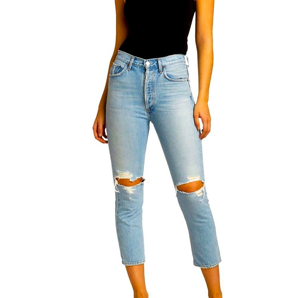 Agolde size 28 ripped knee jeans